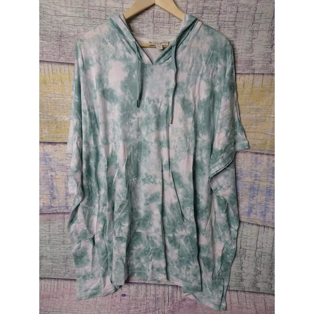 Koolaburra UGG Baby Terry Tie-Dye Hooded Poncho w/Pocket Pale Aqua M/L A392486